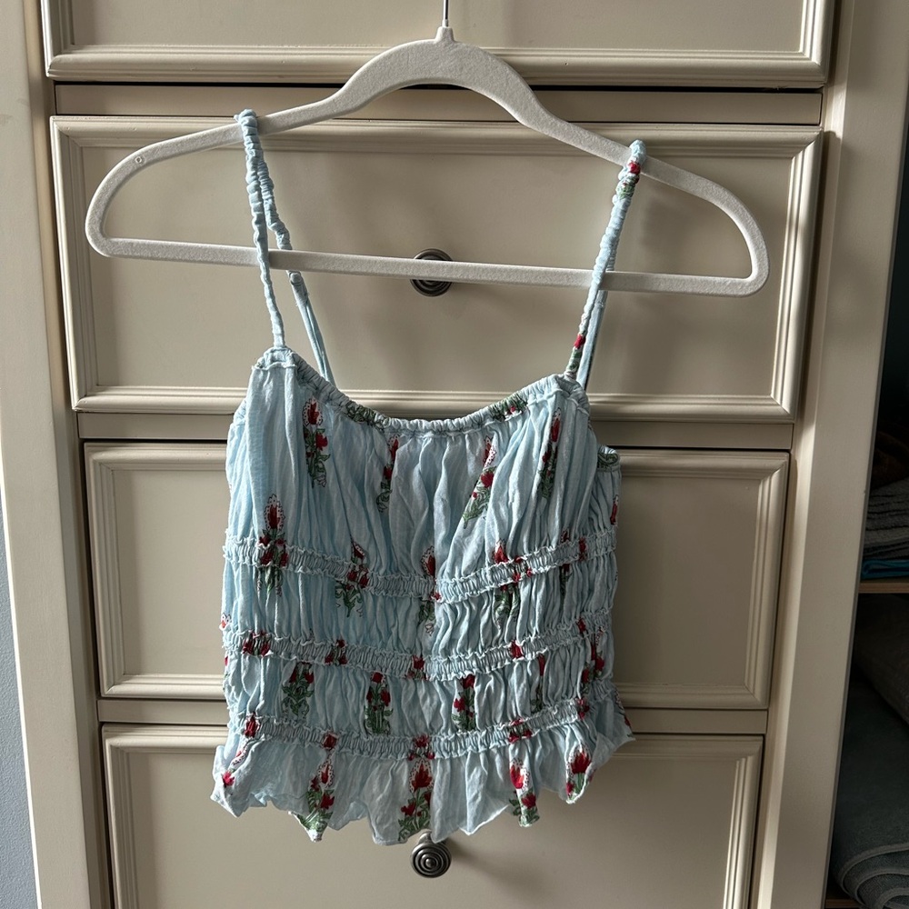 Free People We The Free Dolce Vita Top, XS, light blue